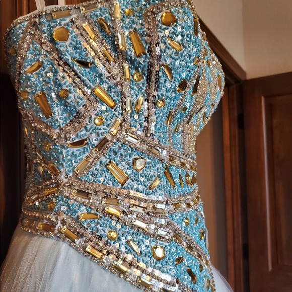 Terani Couture Jeweled Baby Blue Ball Gown - Picture 3 of 10